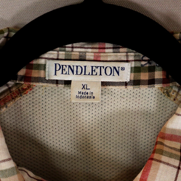 Pendleton Womens XL Button Down Long Sleeve Shirt Brown Red Plaid Vent Back - Picture 4 of 15